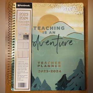 Spiral bound 2023-2024 Teacher Planner, 12-month tabs, monthly & weekly format